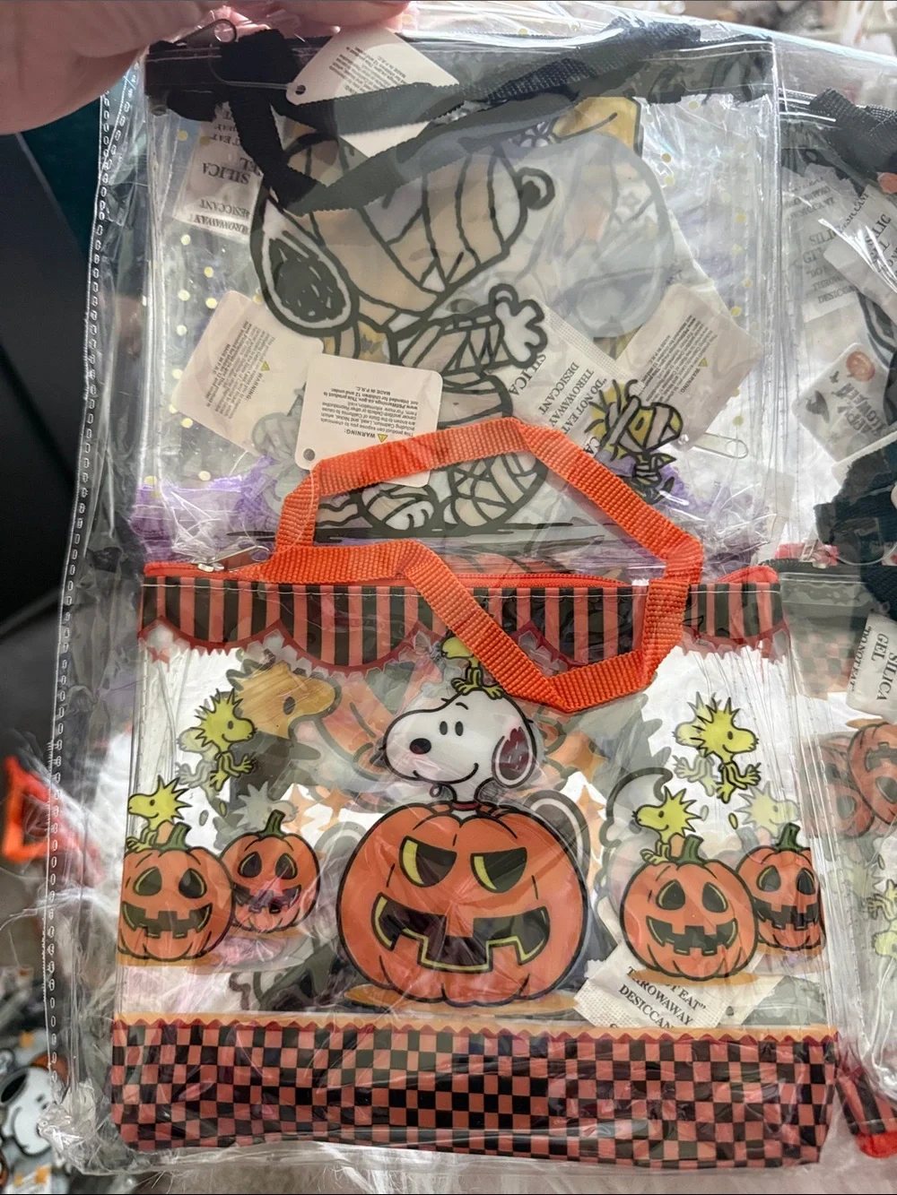 Set of 12 Snoopy Clear Halloween Tote Bags